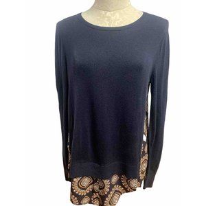 Ann Taylor Loft Long Sleeve Navy Blue Sweater Blouse Solid /pattern Sz Small